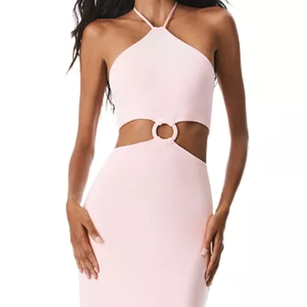 ALICE + OLIVIA Marguerite Pink Cutout Halter Maxi Dress Size 0
